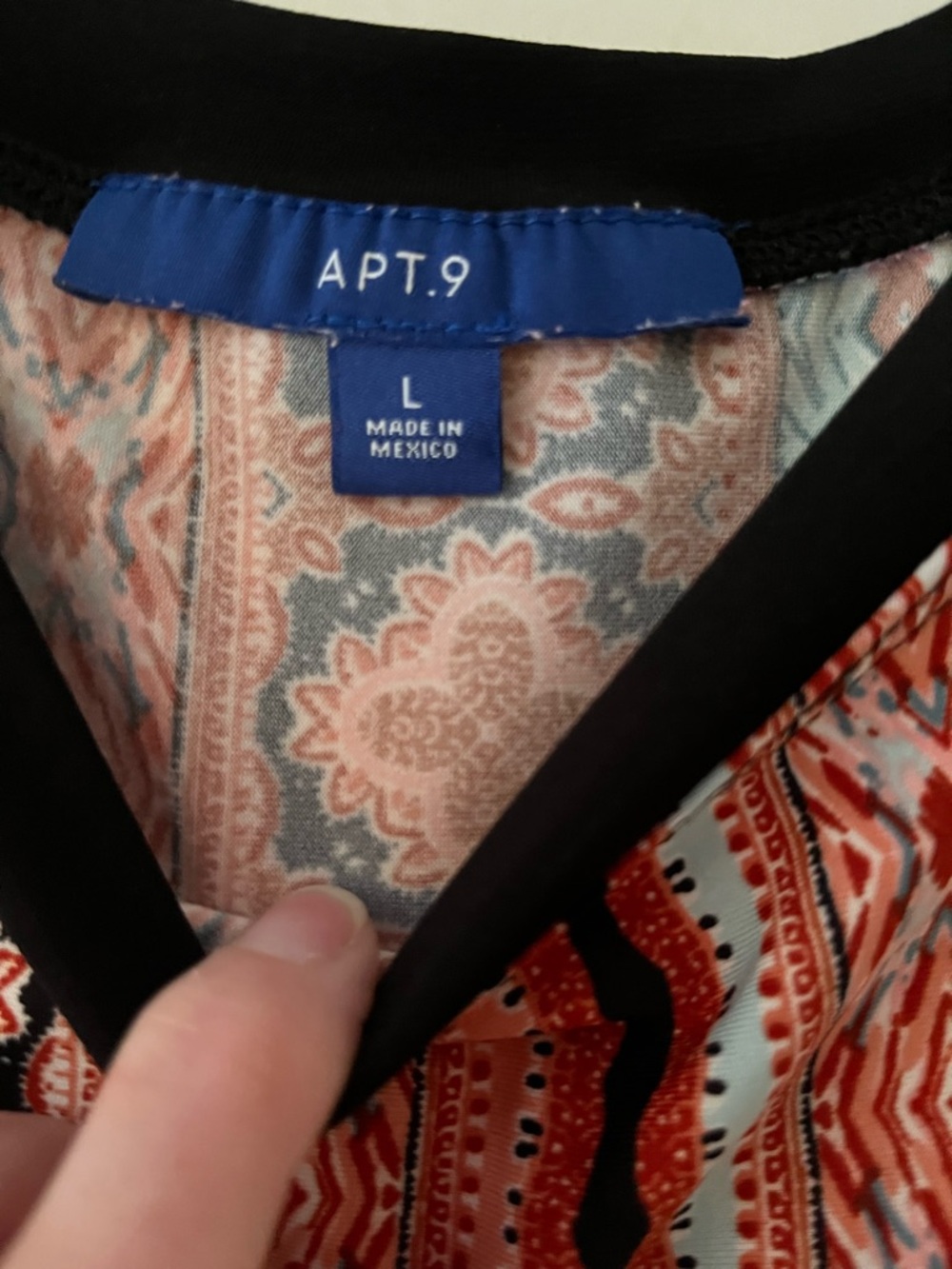 Apt. 9 Coral and Black Printed Sleeveless Tank - Picture 2 of 3